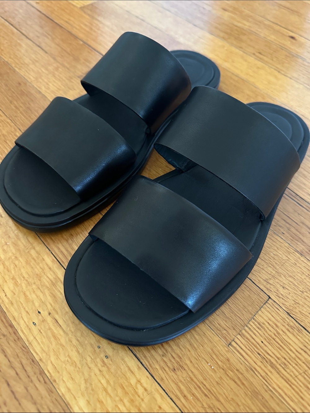 Vince Diego-B Black Le leather Double Band Slide Sandals men’s 9 B / 42.5